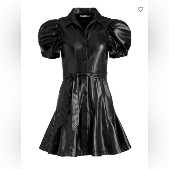 Alice + Olivia OFRA VEGAN LEATHER MINI DRESS WITH TIE BELT, Size 2, $465 - Picture 5 of 15